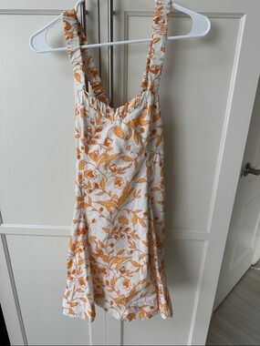 Anthropologie White Dress with Orange Floral Print